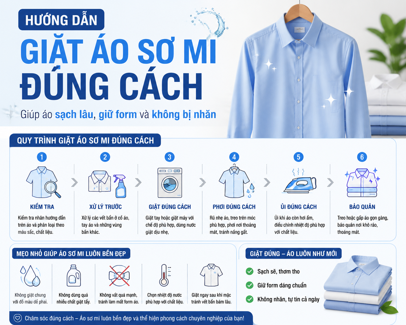 Hướng dẫn giặt áo sơ mi chuẩn Tailor
